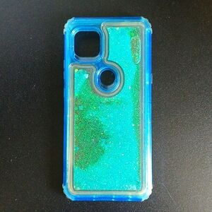 Motorola 5G Ace Cell Phone Case Blue Glittery Iridescent